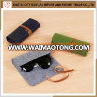 China wholesale Personality And Fashion Handmade Felt Sunglasses Case/felt glasses case with Leather